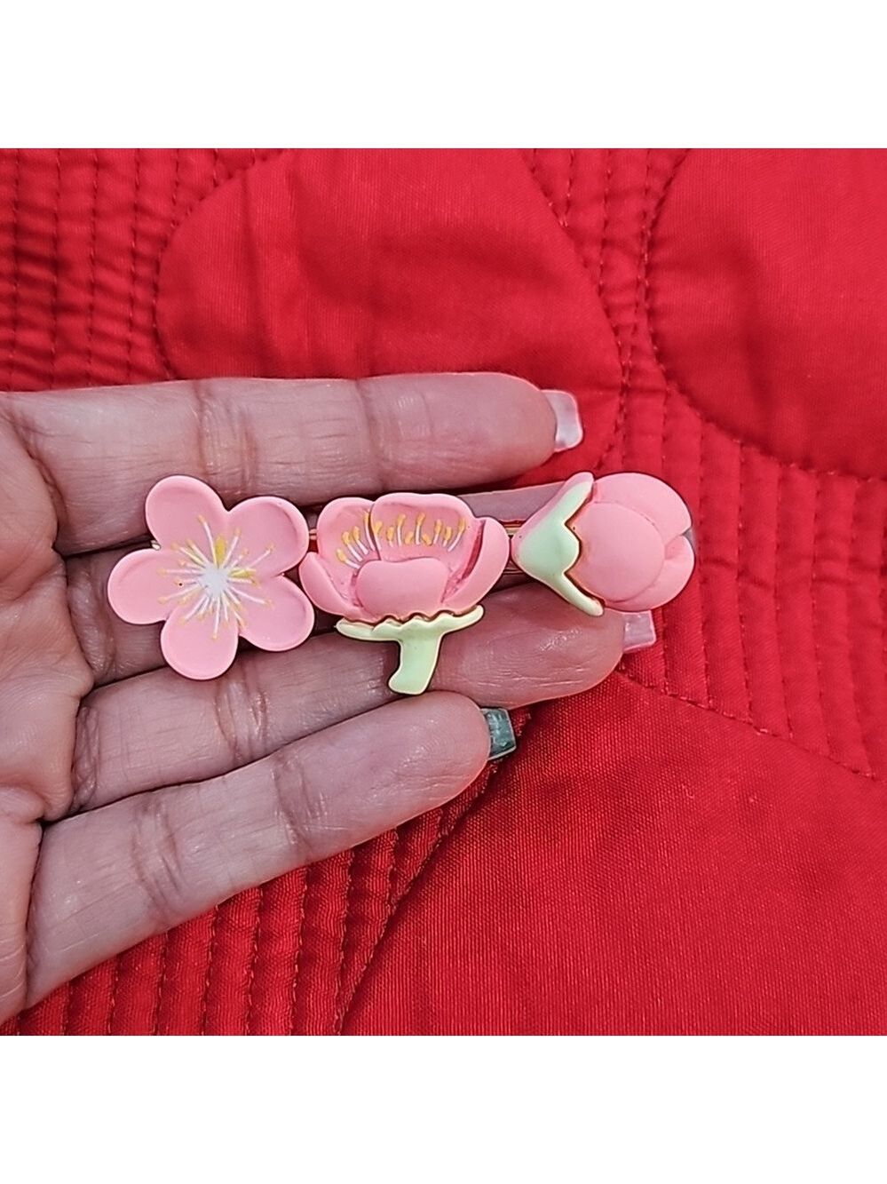 One sakura peach blossom hair clip
